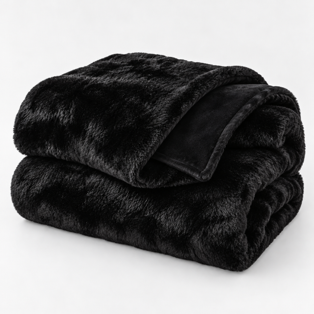 Black Sable Faux Fur Throw