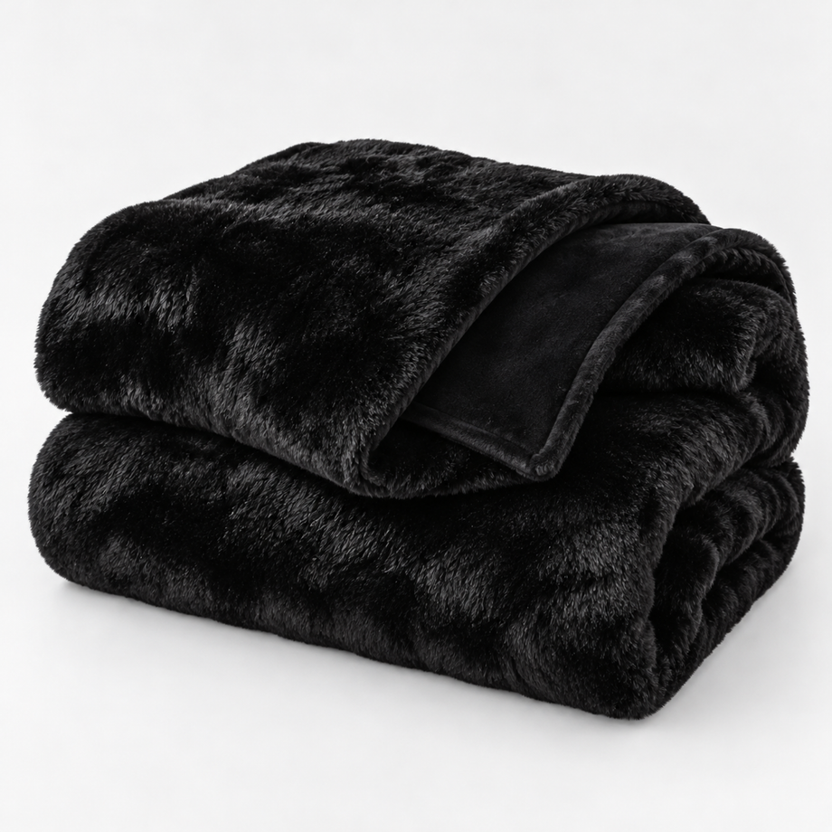 Black Sable Faux Fur Throw