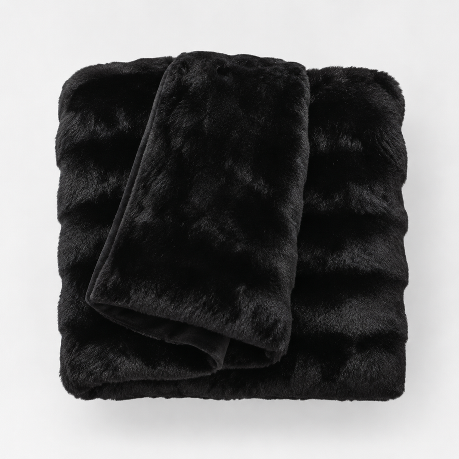 Black Sable Faux Fur Throw