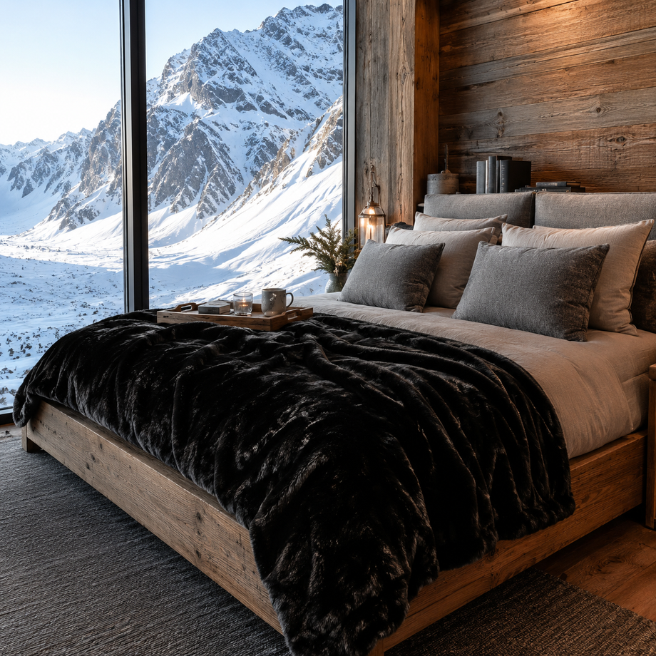 Black Sable Faux Fur Throw