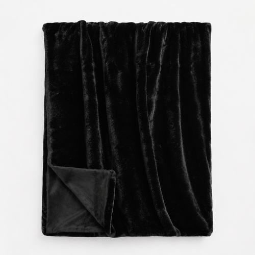 Black Sable Faux Fur Throw