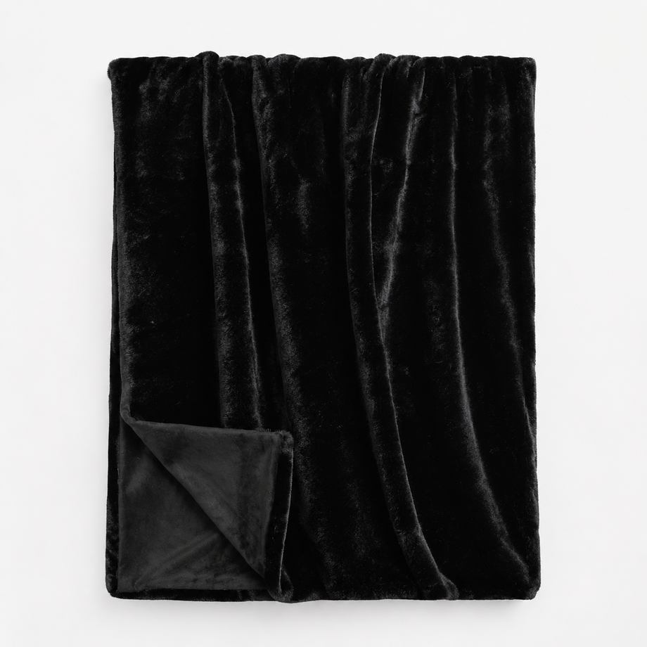 Black Sable Faux Fur Throw