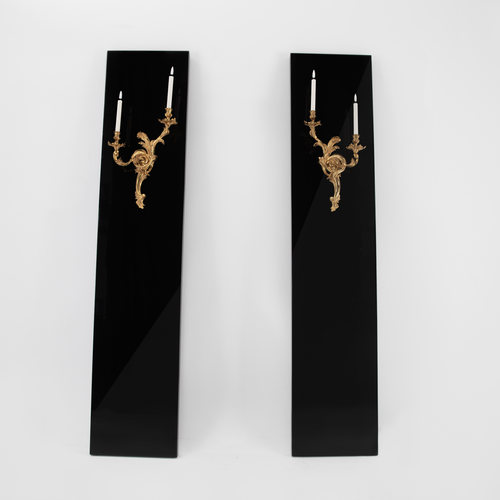 Fragments of History - Lacquered and Gilt Sconce Art Panel - Pair