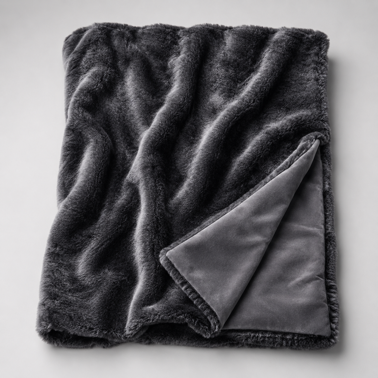 Grey Bunny Faux Fur Throw