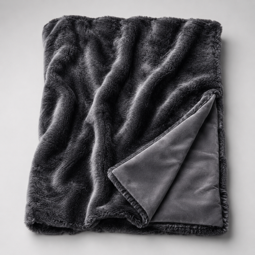 Grey Bunny Faux Fur Throw