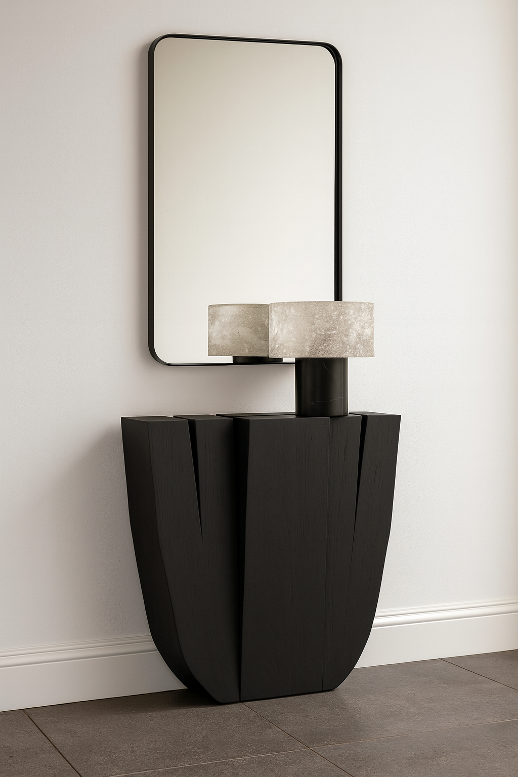 Hallway Table, Burned Iroko Wood