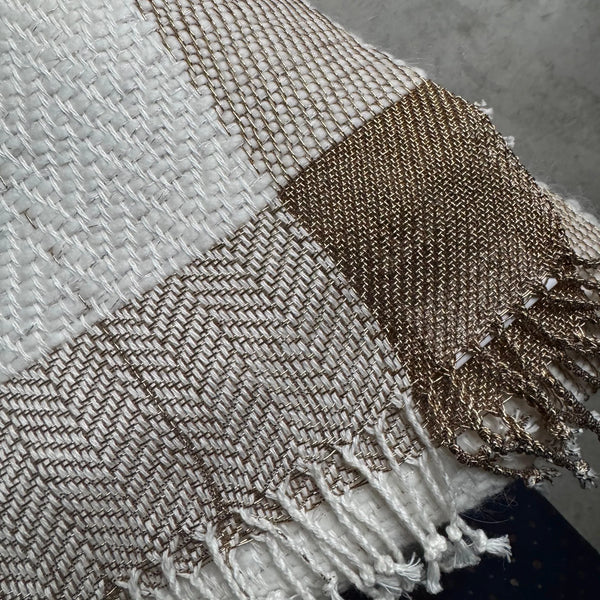 Linen Alpaca Throw in White and Gold