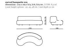 Lek Curved Banquette, 4 sizes