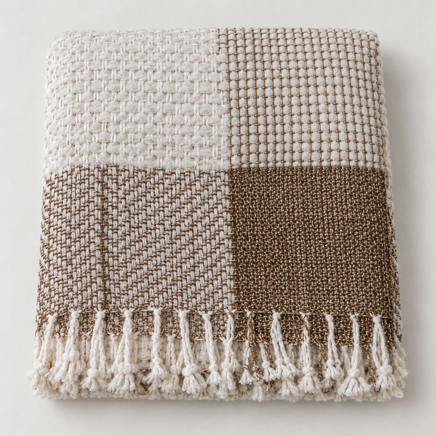 Linen Alpaca Throw in White and Gold