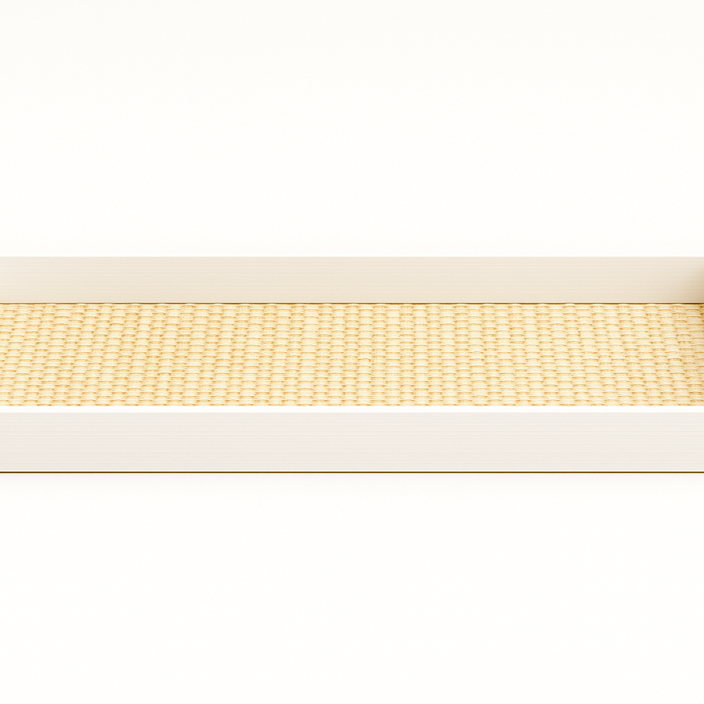Savannah Wood/Rattan Rectangle Tray - White / Natural