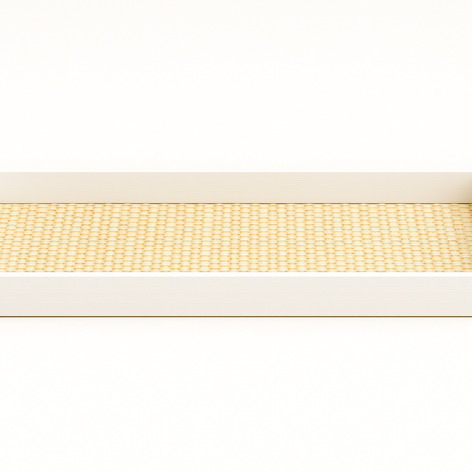 Savannah Wood/Rattan Rectangle Tray - White / Natural