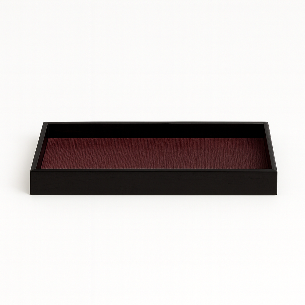 Savannah Wood/Rattan Rectangle Tray - Black