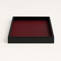 Savannah Wood/Rattan Square Tray - Black