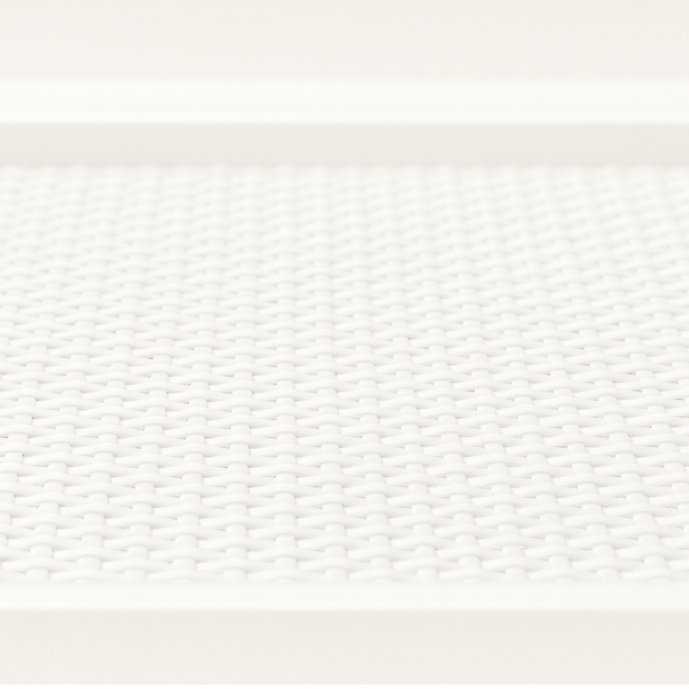 Savannah Wood/Rattan Tray Rectangle - White