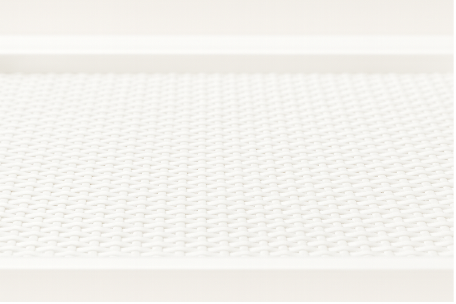 Savannah Wood/Rattan Square Tray - White