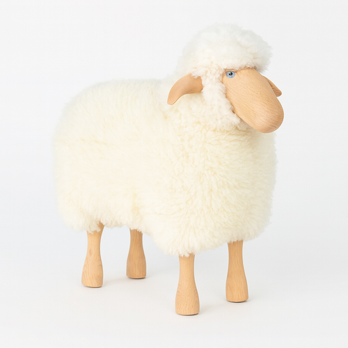 Sheep Stool, White Curly