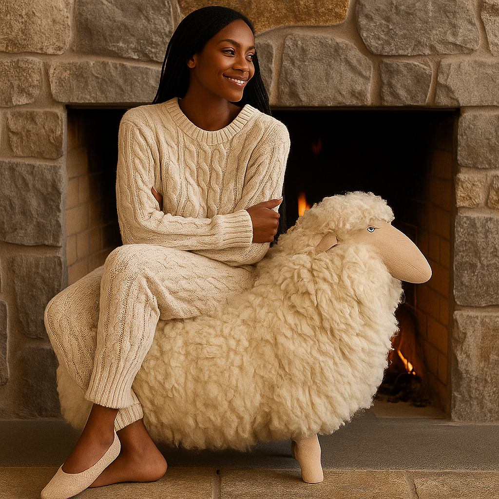 The Sheep Stool, Curly Hair White