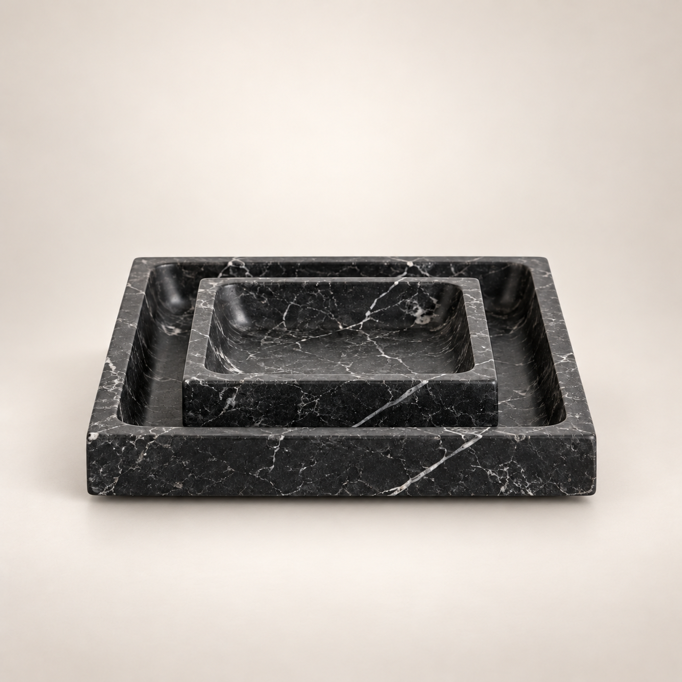 Square Marble Tray, Nero