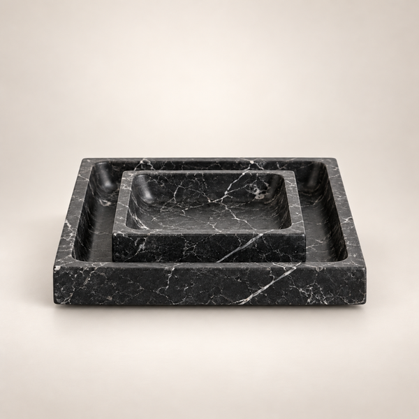 Square Marble Tray, Nero