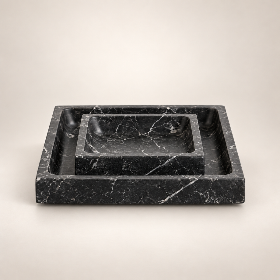 Square Marble Tray, Nero