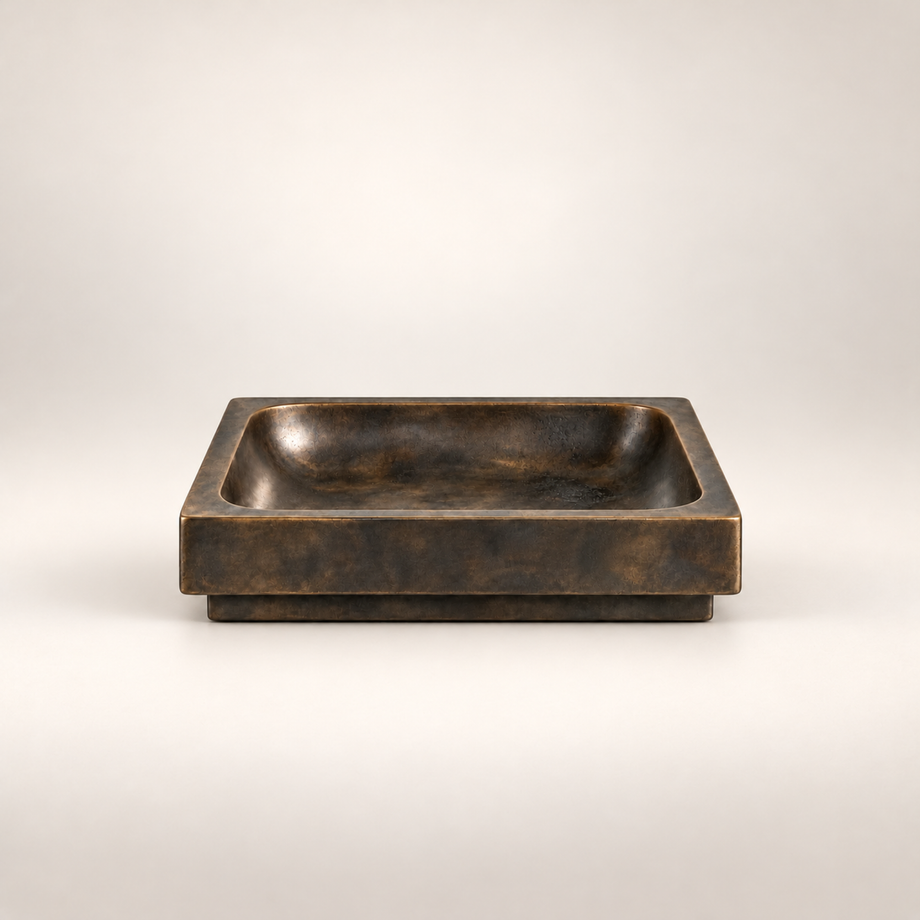 Square Tray Patinated Brass