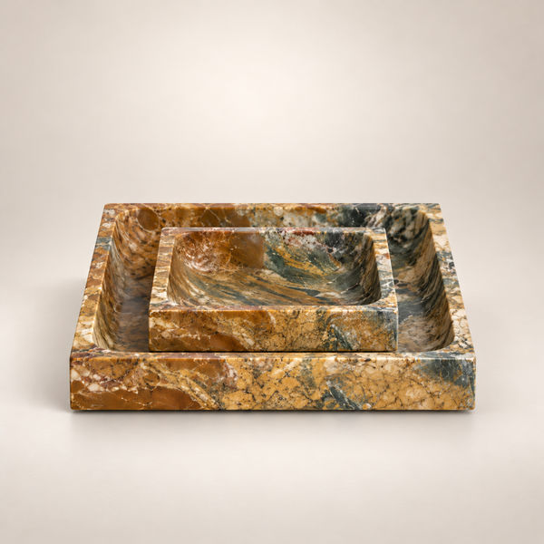 Square Marble Tray, Diaspro Siciliano