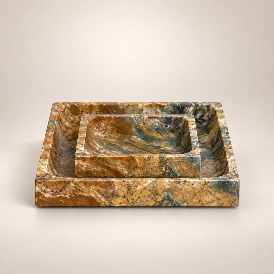 Square Marble Tray, Diaspro Siciliano