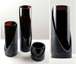 Bias Cut Black Marble Candle Holders