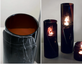 Bias Cut Black Marble Candle Holders
