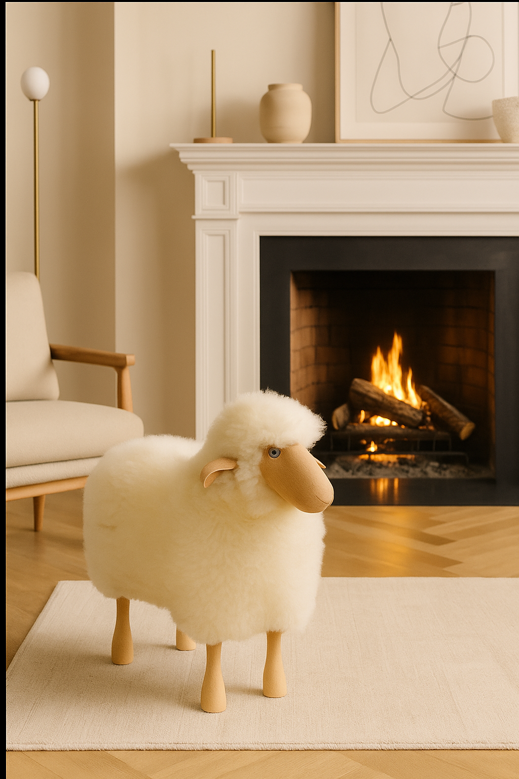 The Sheep Stool, Curly Hair White