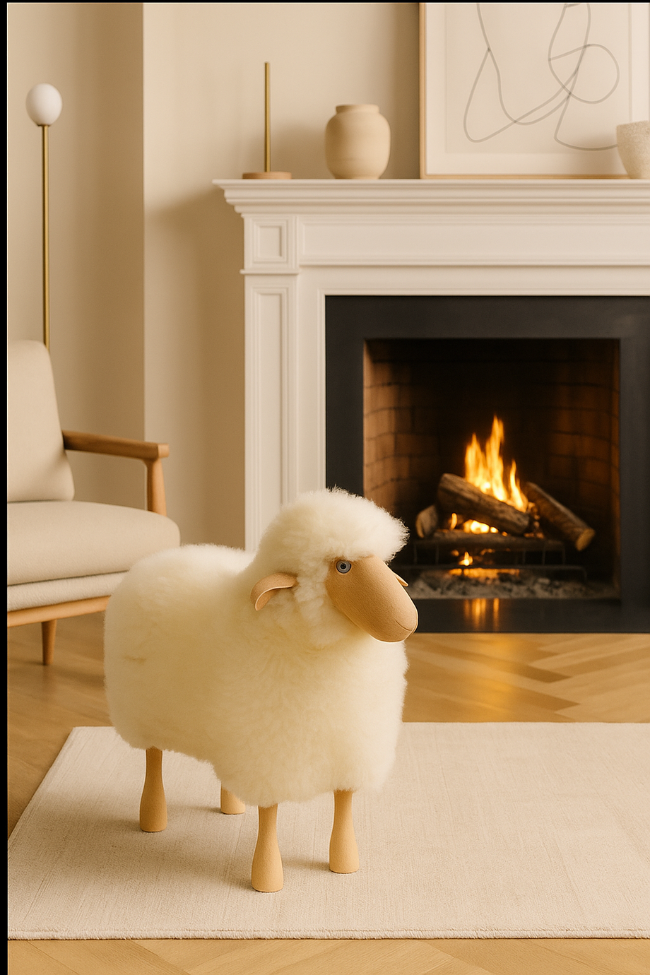 The Sheep Stool, Curly Hair White
