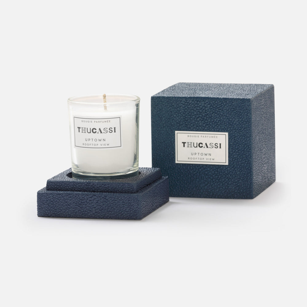 Uptown Candle, 2oz w/ Faux Shagreen Box & Tray