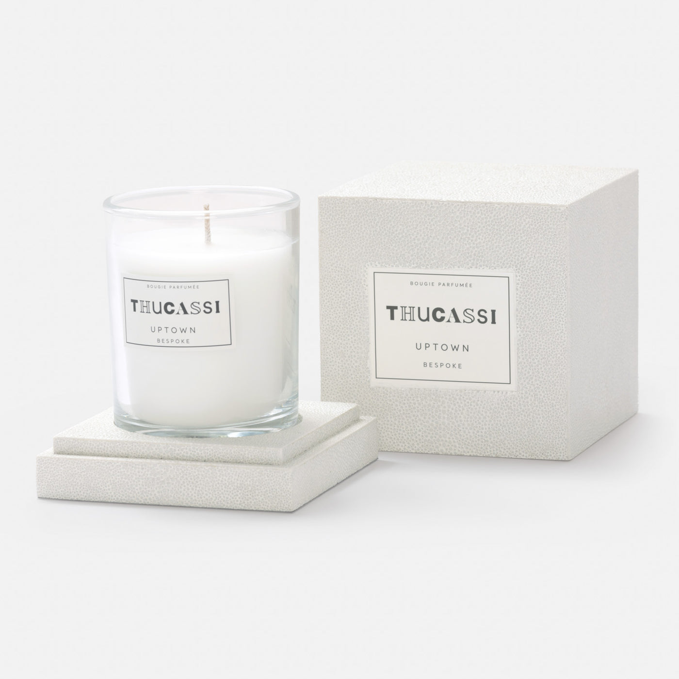 Uptown Candle, 8oz w/ Faux Shagreen Box & Tray