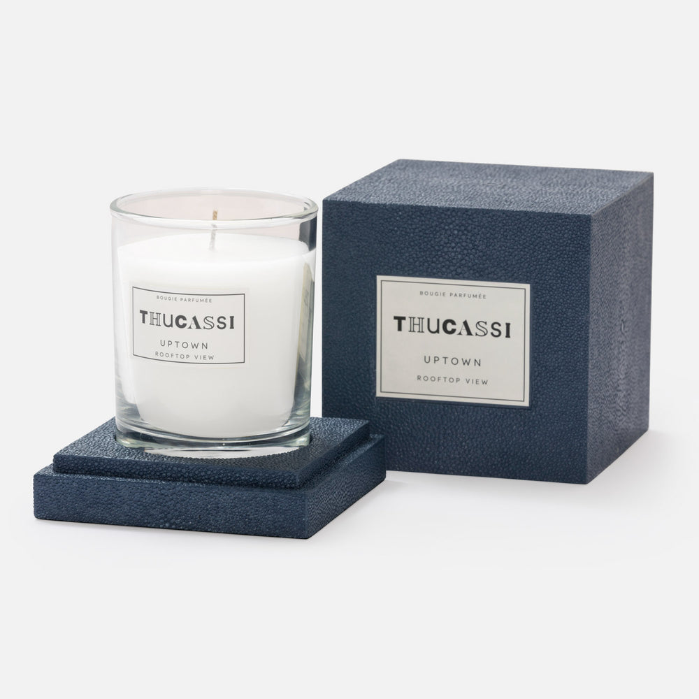 Uptown Candle, 8oz w/ Faux Shagreen Box & Tray