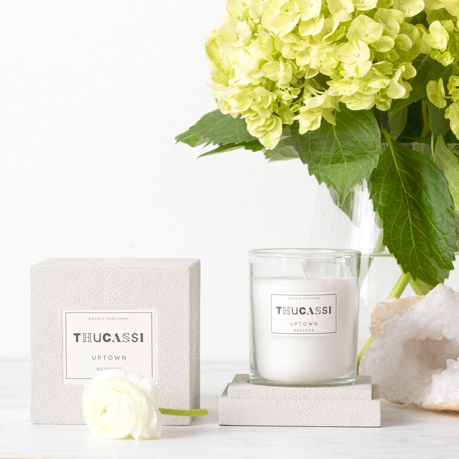Uptown Candle, 8oz w/ Faux Shagreen Box & Tray